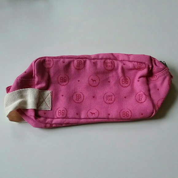 VS PINK | Y2K Pink Adorable Canvas Logo Cosmetic Bag - Picture 10 of 11